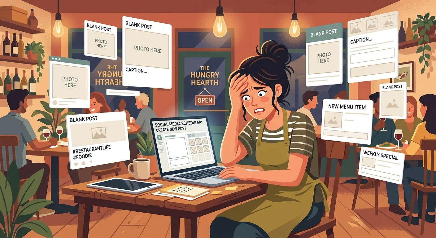 The daily challenge of creating fresh social media content for a busy business.