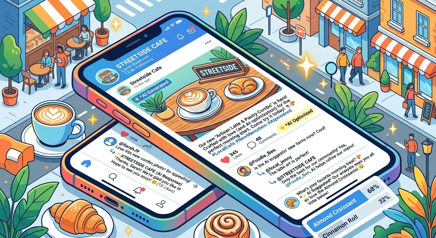 AI-powered social media content engaging customers and driving interaction.